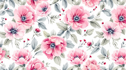 Floral seamless pattern, watercolor flowers
