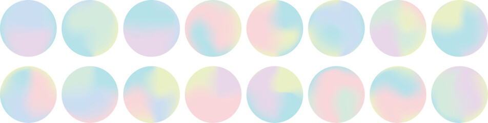 Collection of pastel colorful gradient blurry swatches