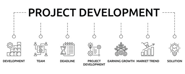 project development banner with icon and keywords