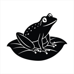 Abstract frog on lily pad silhouette vector illustration