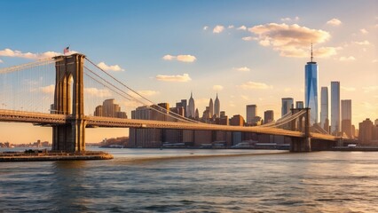 Fototapeta premium A view of the Brooklyn Bridge,