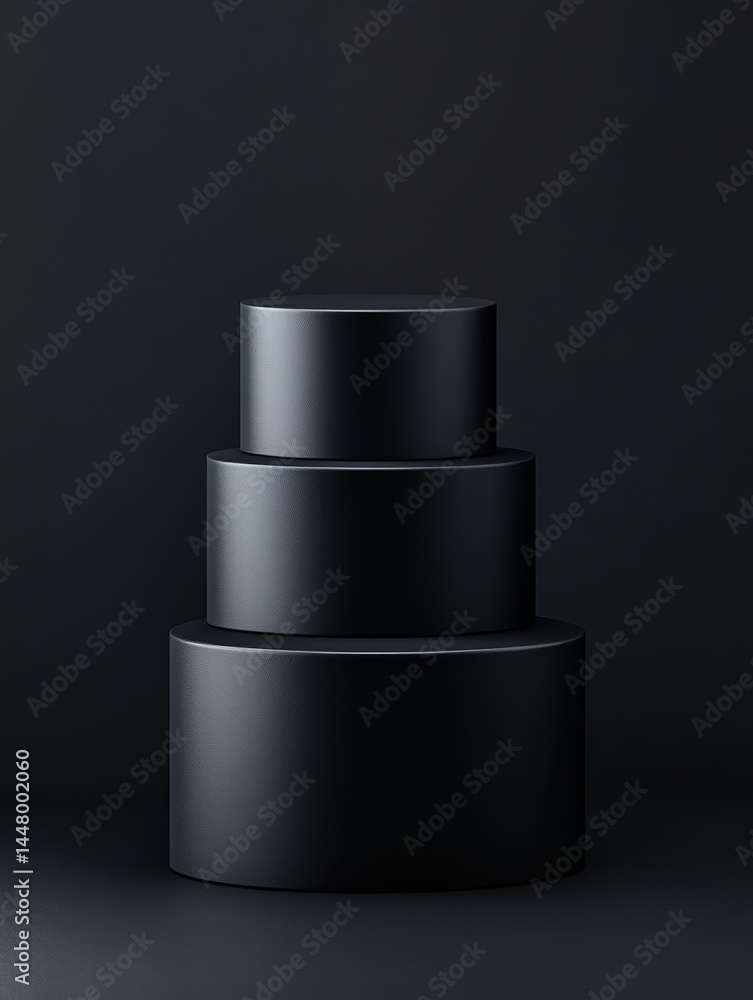 Poster elegant black cylinder podiums display in minimalist studio setting for product presentation backdro