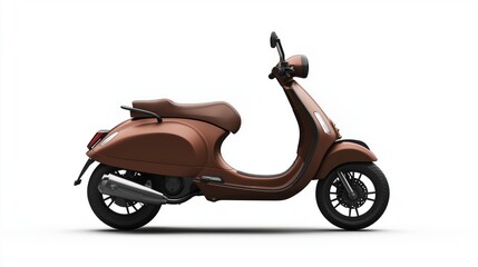 Fototapeta premium Realistic mockup of a vintage-style brown scooter or front three-quarter angle, isolated on white or transparent background