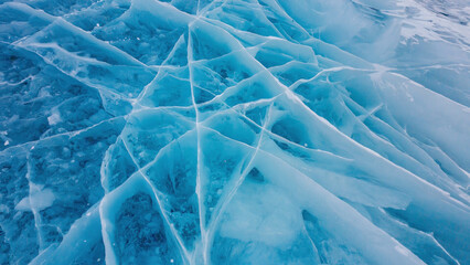 Close-up of ice on frozen lake or river