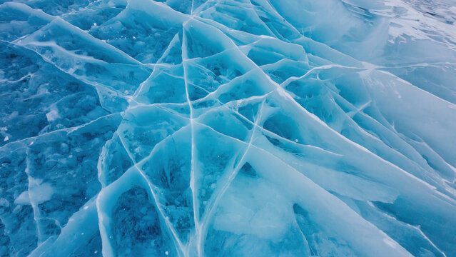 Close-up of ice on frozen lake or river