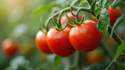 red tomatoes in the garden