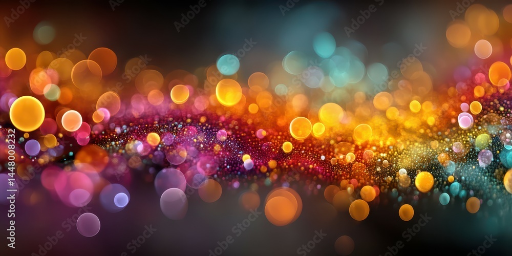 Poster colorful bokeh lights create an abstract background with vivid hues in a festive atmosphere