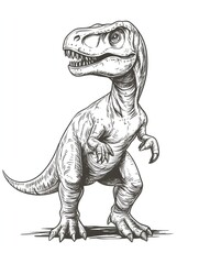 Fototapeta premium A detailed hand-drawn illustration of a Tyrannosaurus Rex dinosaur standing majestically against a clean white background perfect for educational