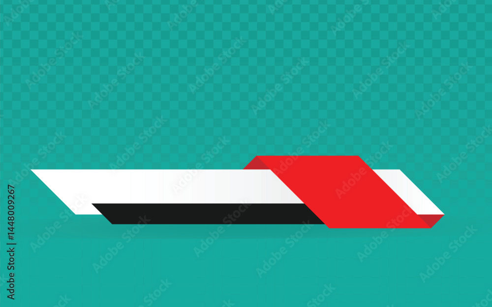 Aufkleber modern lower third graphic against a transparent teal background. the graphic consists of a white re