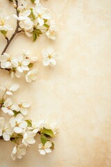 Obraz premium Delicate blossoms and floral branch arrangements on warm textured background for spring design concept