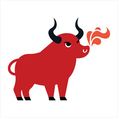 Bull with steam from nose vector illustration