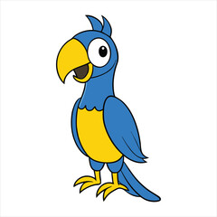 Cartoon blue and yellow macaw vector illustration 