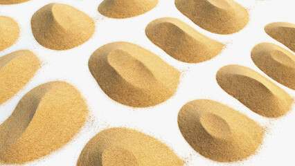A pile of sand sits atop a white surface, perfect for use in educational or scientific illustrations