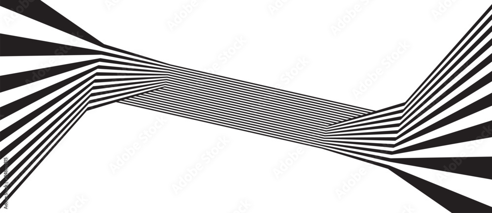 Poster abstract background with zigzag lines. stripes optical art illusion. balck and white illustration.