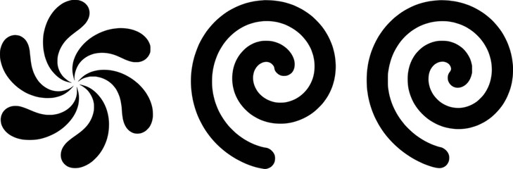 Black and white graphic swirls and abstract shape collection for design elements