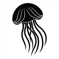 Minimal jellyfish silhouette vector illustration