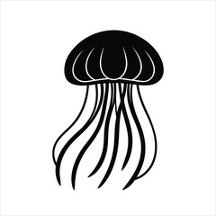 Minimal jellyfish silhouette vector illustration
