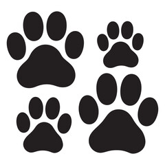 Fototapeta premium Animal Paw Print Vector Set, Set of animal paw print. Paw prints, icon. Vector paw. Dog, puppy, cat, bear, wolf. Legs. Foot prints. Paw icon 