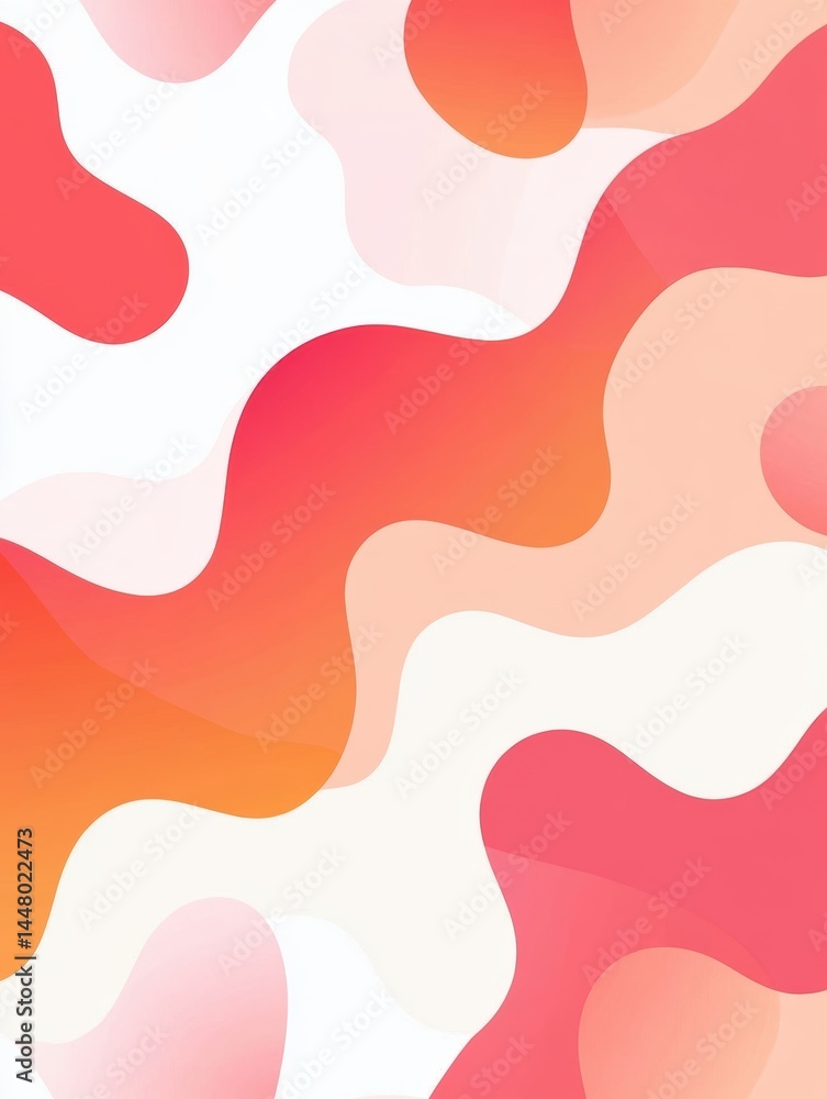 Poster abstract fluid shapes in coral peach and white creating a modern and vibrant background for design p
