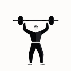 Minimalist style of a weightlifter lifting a barbell.