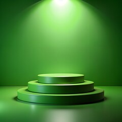 A Podium green backdrop with sport light