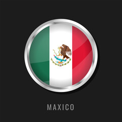 Obraz premium Mexico round framed national flag. Circular glossy flag of Mexico