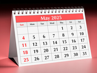 May 2025 calendar. One page of annual business desk monthly calendar