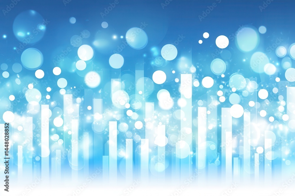 Poster abstract blue background with soft bokeh lights and vertical lines creating a serene atmosphere