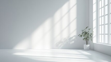 Obraz premium Bright, minimalist interior with natural light and potted plant