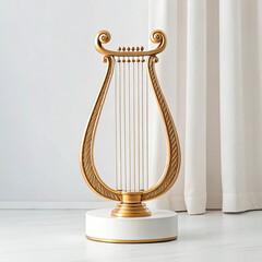 Bell lyre on white surface