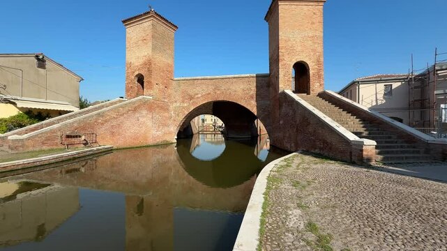 ponte dei trepponti di comacchio in italia, bridge of trepponti in comacchio in italy