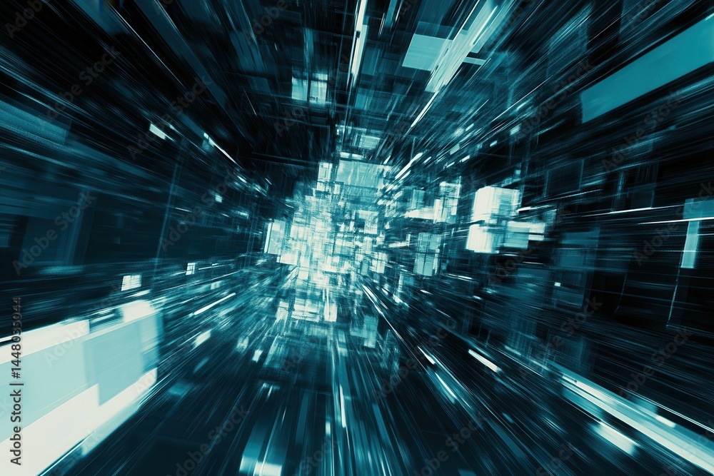 Aufkleber abstract digital background with dynamic motion blur, conveying speed and technology