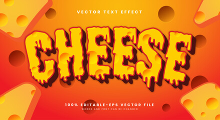 Yellow cheese 3D editable text effect Template Suitable for cheese theme style