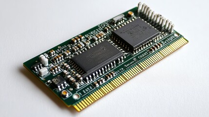 High Resolution Image of Green Circuit Board with Integrated Chips Detailed Electronic Components Technology Computer Hardware Digital Device Modern Technology Close Up View of    