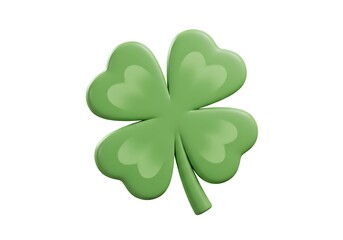 High-quality 3D render of a clover leaf with three rounded hearts