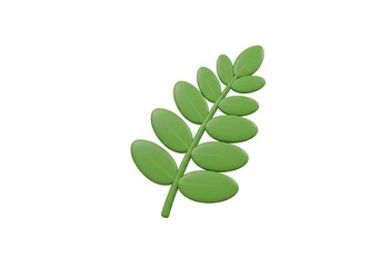 High-quality 3D render of a single palm leaf in a cartoonish