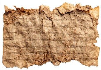 Antique, tattered sheet music conveying historical musical artistry.