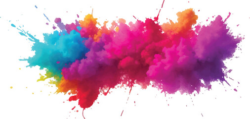 A Modern and Colorful Aquarelle Art Piece Featuring Explosive Watercolor Streaks, Splashes, and Brush Marks on a White Canvas, Creating a Dynamic and Playful Splash Effect.

