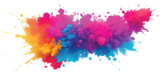 A Bright, Stunning Watercolor Painting of Abstract Stains and Splashes in Rich, Vibrant Colors, Enhanced by Bold Brush Strokes on a Pure White Background for a Contemporary Look.
