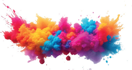 A Vibrant and Bold Watercolor Explosion Featuring Colorful Stains, Splashes, and Brush Strokes on a Clean, White Background, Showcasing a Modern and Abstract Artistic Style.
