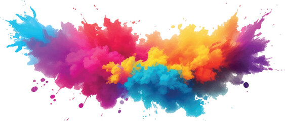 A Vibrant and Bold Watercolor Explosion Featuring Colorful Stains, Splashes, and Brush Strokes on a Clean, White Background, Showcasing a Modern and Abstract Artistic Style.
