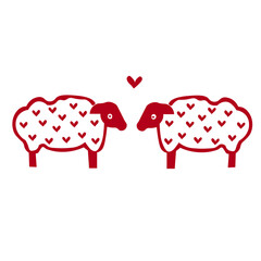Print cute sheep, love , vector, illustration