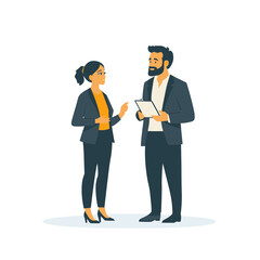 Two people conversing in a modern, digital style.