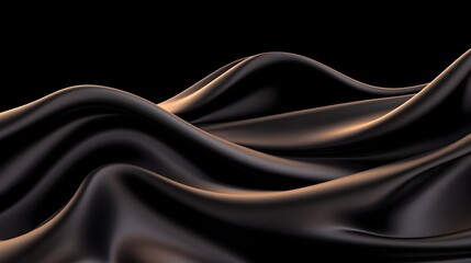 Dark, flowing fabric with subtle bronze highlights creates undulating waves against a black background