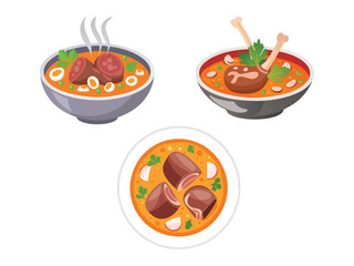 vector illustration of a spanish food Rabo de Toro (Oxtail Stew)