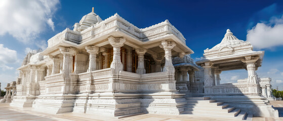 Obraz premium Stunning White Marble Temple Architecture Picturesque Indian Temple