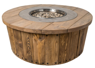 Fototapeta premium round wooden fire pit 