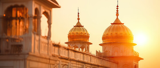 Golden Temple Sunset Amritsar Architectural Marvel