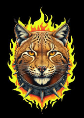 Intense Animals Portrait Surrounded by Fire V6