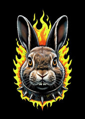 Intense Animals Portrait Surrounded by Fire V5